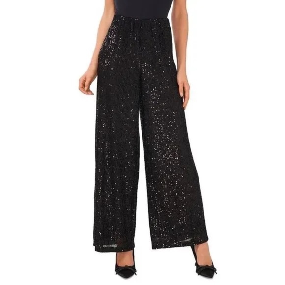 CeCe Pants - Cece Women's Pull On Wide Leg Sequin Pants NWT